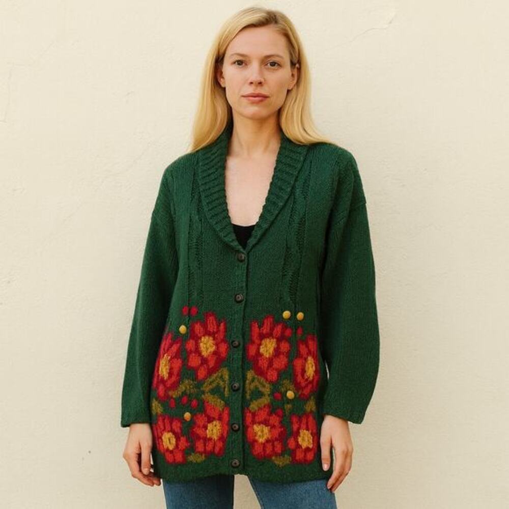 Vintage Birch‎ Brothers Poinsettia Christmas Sweater M/L